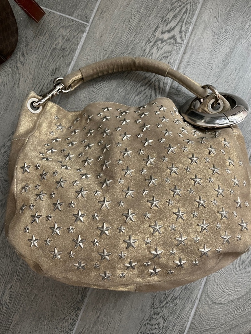 Jimmy Choo Star-Studded Suede Hobo Bag